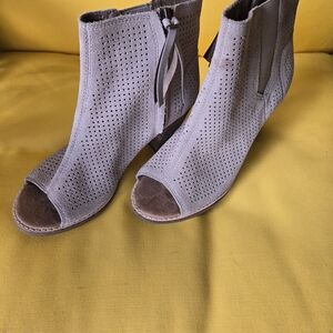Toms Women's Taupe Peep-Toe Ankle Booties